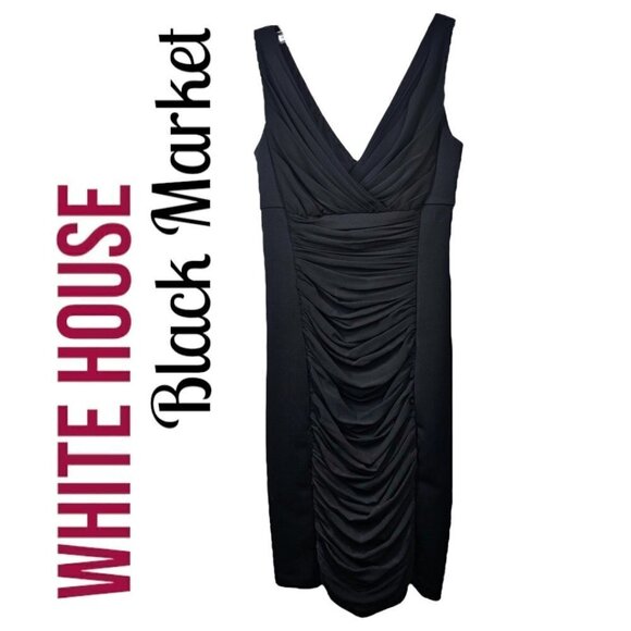 WHBM Classic LBD Sleeveless Ruched Bodycon Sheath Cocktail Dress, Size 0 - Picture 12 of 13